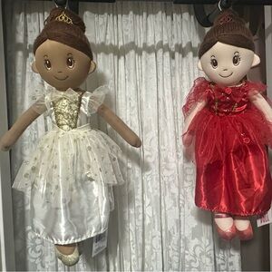 Sophie Rag Doll Elegant Princess Doll Pair - White & Gold and Red Dresses